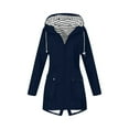 thumbnail image 1 of Rain Jacket Women Waterproof Windbreaker Lightweight Rain Jackets with Pockets Striped Lined Raincoats with Hood Navy S, 1 of 6