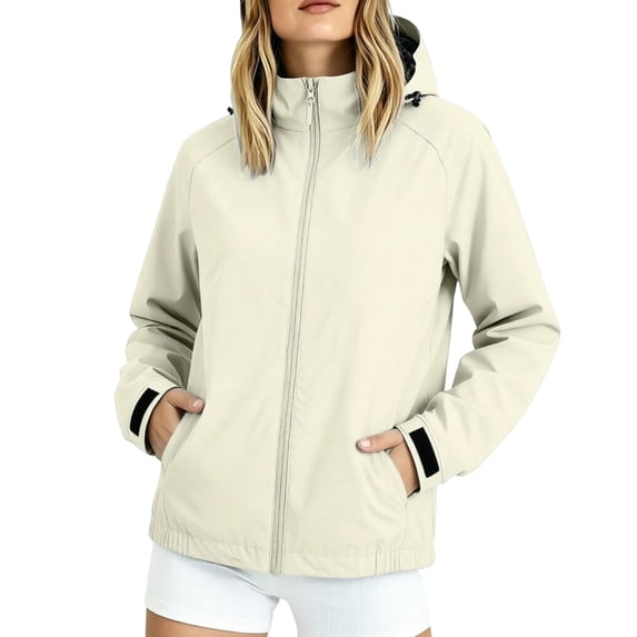 Rain Jacket Women Waterproof with Hood Lightweight Breathable Windbreaker Active Windproof Raincoat White XXXXL