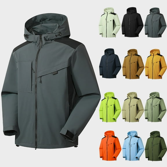 Rain Jacket Women's Lightweight Waterproof Warm Plus Size Raincoats Windproof Hooded Windbreaker with Pocket for Travel Hiking Outdoor S-5XL on Clearance