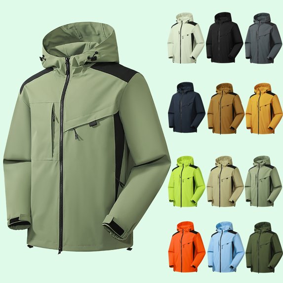Rain Jacket Women's Lightweight Waterproof Warm Plus Size Raincoats Windproof Hooded Windbreaker with Pocket for Travel Hiking Outdoor S-5XL on Clearance
