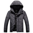 thumbnail image 1 of Rain Jacket for Men Solid Outdoors Windproof Hooded Wearproof Warm Zipper Multi-pocket Ski Suit Coat Long Sleeve Cotton Jacket, 1 of 8