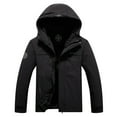 thumbnail image 1 of Rain Jacket for Men Solid Outdoors Windproof Hooded Wearproof Warm Zipper Multi-pocket Ski Suit Coat Long Sleeve Cotton Jacket, 1 of 8