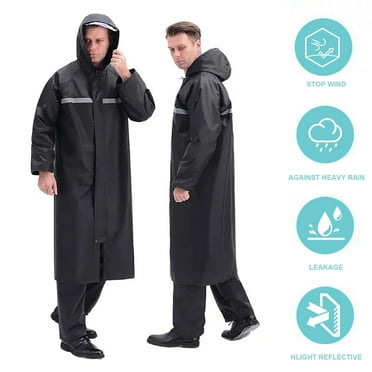 Rain Jacket for Men with Hood and Reflective Strip Waterproof Raincoat for Adult,L