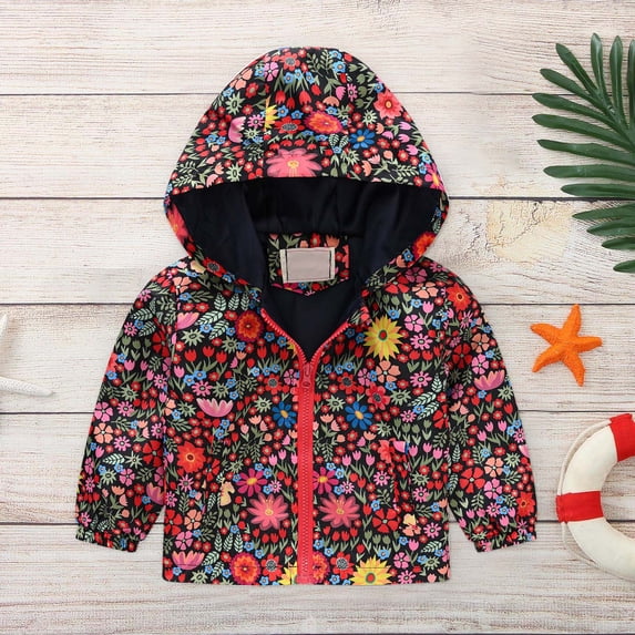 Rain Jacket for Toddler Boys Girls Clearance Toddler Kids Baby Boys Girls Fashion Cute Cartoon Dinosaur Rabbit Pattern Windproof Jacket Hooded Coat