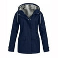 thumbnail image 1 of Rain Jacket for Women Lightweight Long Hooded Raincoat Waterproof Outdoor Travel Hiking Windbreaker Trench Coats Navy S, 1 of 5