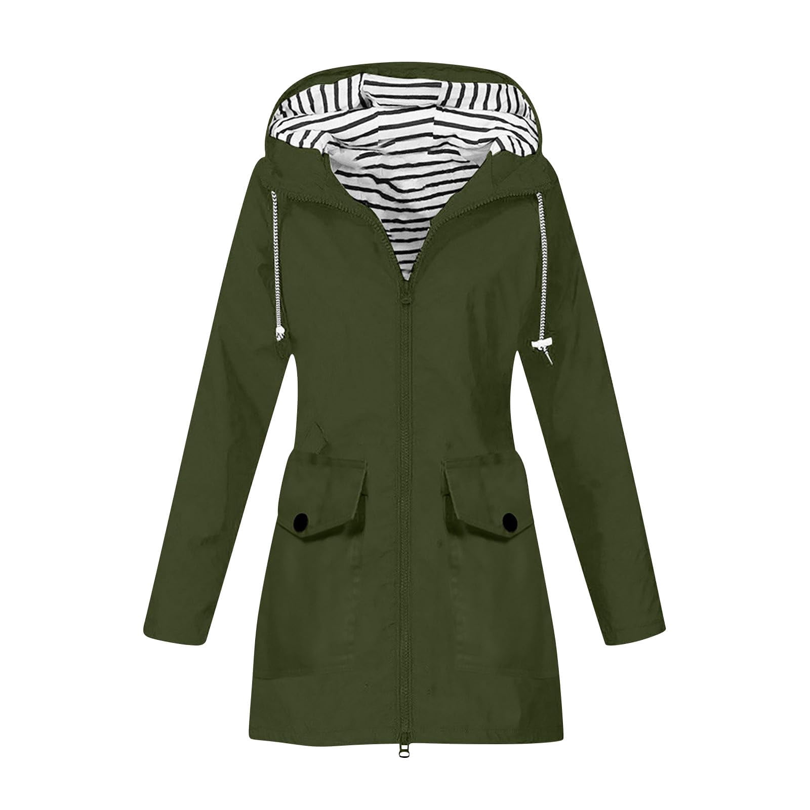 Rain Jacket for Women Lightweight Long Riancoat Hooded Waterproof Windbreaker Outdoor Hiking Travel Trench Coats