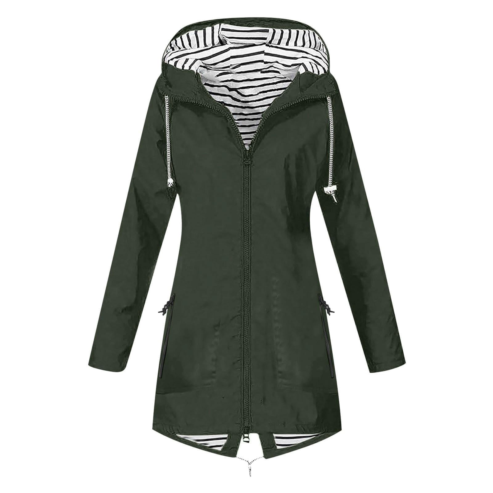 Rain Jacket for Women Lightweight Long Riancoat Hooded Waterproof Windbreaker Outdoor Hiking Travel Trench Coats