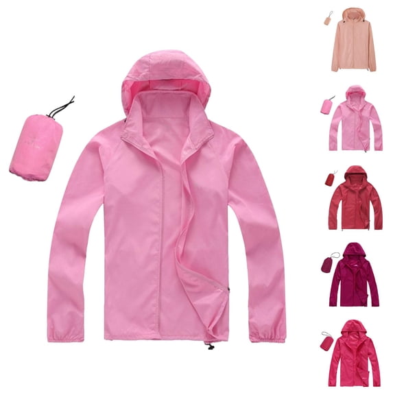 Rain Jacket for Women Lightweight Windproof Waterproof Quick Dry Hooded Zip Up Rain Coat Windbreaker Outerwear