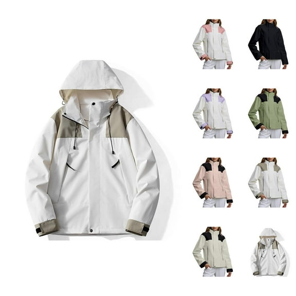Rain Jacket for Women Men Fall Outdoor Windproof Waterproof Lightweight Breathable Zip Up Hooded Windbreaker Jackets