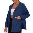 thumbnail image 1 of Rain Jacket for Women Windproof Solid Color Pocket Casual Daily Outwear Lightweight Raincoat Fashionable Blue S-2XL, 1 of 7