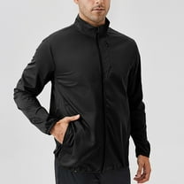 Rain Jackets for Men with Pockets Lightweight Zip Up Mock Neck Raincoats Mens Casual Solid Long Sleeve Breathable Windbreaker Running Outerwear Jacket