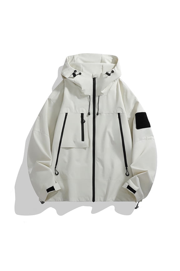 Rain Jackets Waterproof for Men with Hood Lightweight Shell Raincoat Long Sleeve Windbreaker Casual Outwear for Cycling Golf Travel