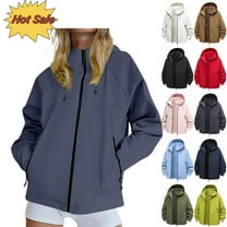 Rain Jackets For Women Waterproof Long Sleeve Lightweight Plus Size Raincoat Buttons Zip Up Ski-Wear Trench Coat Outdoor Sportswear Mountaineering Clothes Hooded Drawstring Windbreaker,Navy_S