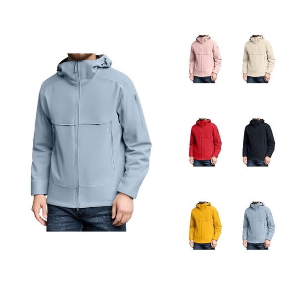 Rain Jackets for Men 2025 Windproof Waterproof Lightweight Outdoor Zip Up Hooded Jacket with Pockets Windbreaker