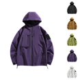 thumbnail image 1 of Rain Jackets for Men 2025 Windproof Waterproof Outdoor Zip Up Hooded Jacket with Pockets Outerwear Coat Hoodie, 1 of 4