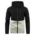 thumbnail image 1 of Rain Jackets for Men Lightweight Waterproof Zip Up Coats with Pockets and Hood Long Sleeve Color Block Reflective Hiking Climbing Outerwear Jacket, 1 of 5