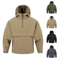 thumbnail image 1 of Rain Jackets for Men Quarter-Zip Pullover Waterproof Hoodied Lightweight Windbreaker Raincoat Solid Color Hiking Jacket Black M, 1 of 10