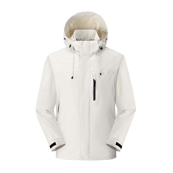 Rain Jackets for Men with Zipper Pockets and Hooded Zip Up Waterproof Raincoats Mens Lightweight Solid Color Long Sleeve Hiking Outerwear Coats