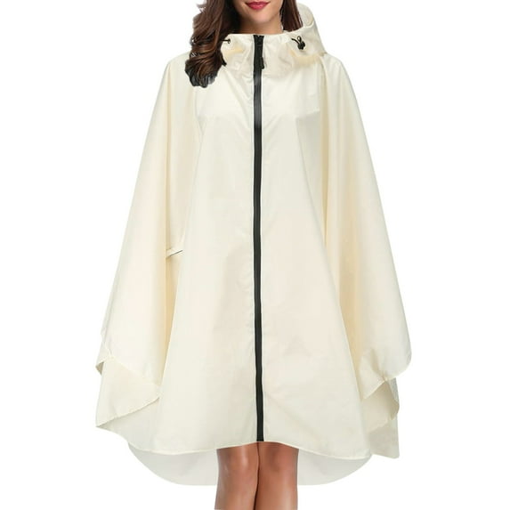 Rain Jackets for Unisex White Fashion Jacket Coat Hooded Raincoat Adults Teens With Pockets