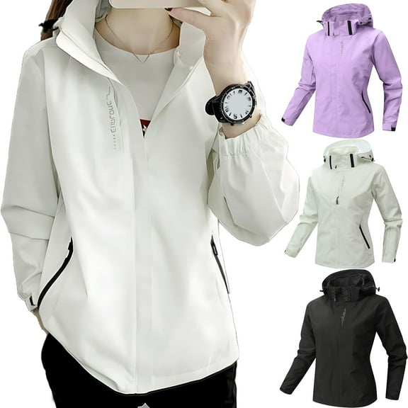 Rain Jackets for Women, Omewoold Waterproof Raincoat Lightweight Hiking Jackets Windproof Hooded Jacket with Pockets & Hood