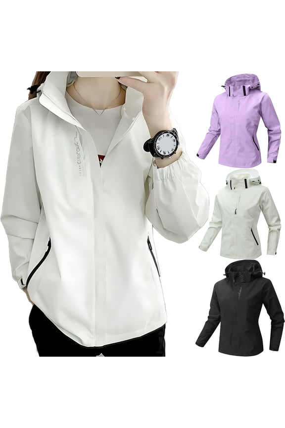 Rain Jackets for Women, Waterproof Raincoat Lightweight Hiking Jackets Windproof Hooded Jacket with Pockets & Hood Windbreaker for Travel Outdoor