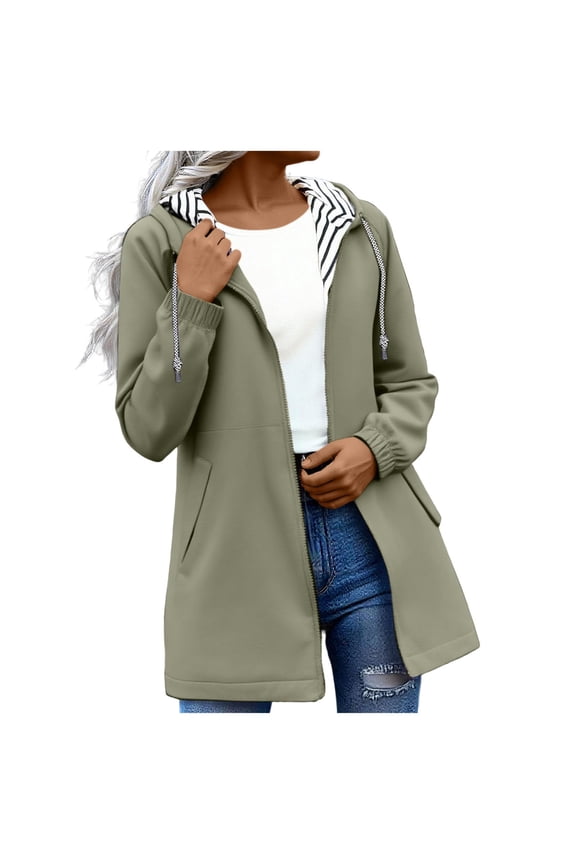 Rain Jackets for Women Waterproof Hooded Long Trench Coats Lined Windbreaker Travel Outdoor Jacket with Pockets