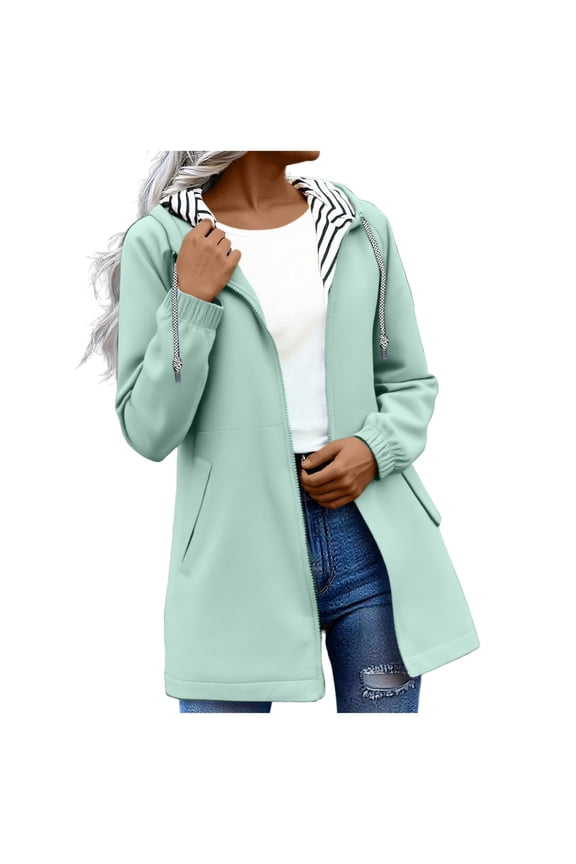 Rain Jackets for Women Waterproof Hooded Long Trench Coats Lined Windbreaker Travel Outdoor Jacket with Pockets