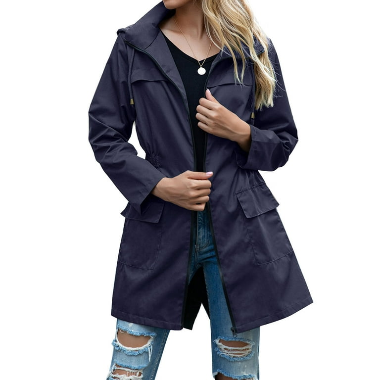 Rain Jackets for Women Waterproof Lightweight Rain Coats Outdoor Windbreaker Raincoats with A Hood Alsol Lamesa Walmart