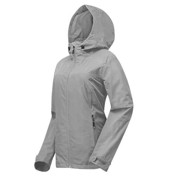 Rain Jackets for Women Waterproof Lightweight Windbreaker Jacket with Hood Packable Zipper Outdoor Raincoats with Pockets Gray XL