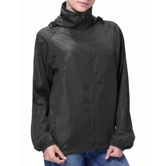 Rain Jackets for Women Waterproof Windbreaker Lightweight Rain Coats with Hood, Black, M