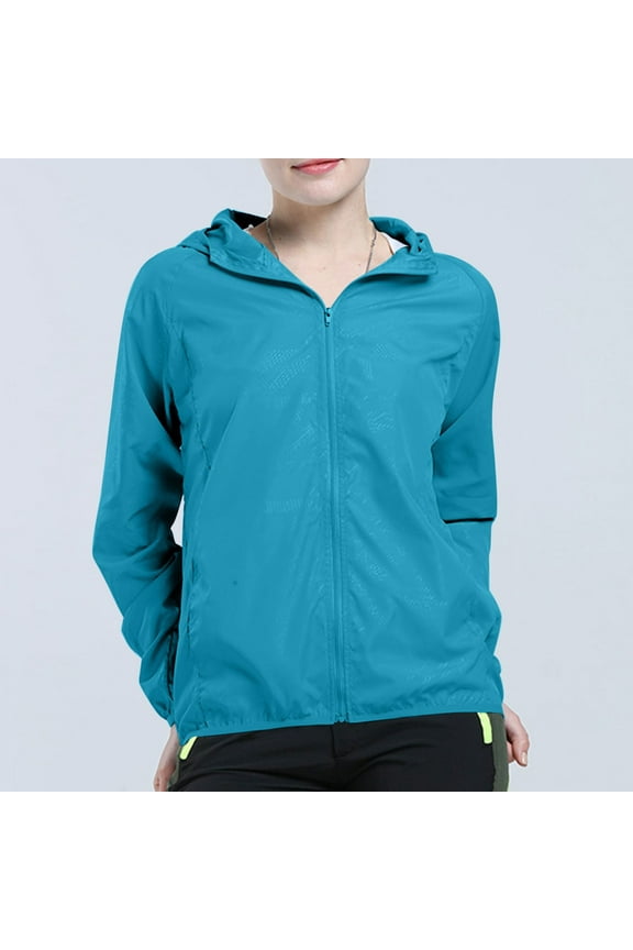 Rain Jackets for Women Zip Up Sun Protection Shirts Waterproof Windbreaker with Pockets