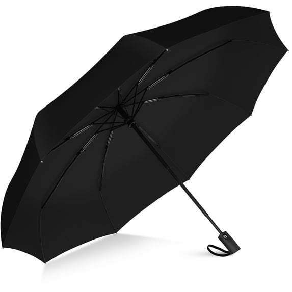 Rain-Mate Compact Travel Umbrella – Windproof Folding Umbrella, Auto Open & Close, 8-Rib Frame