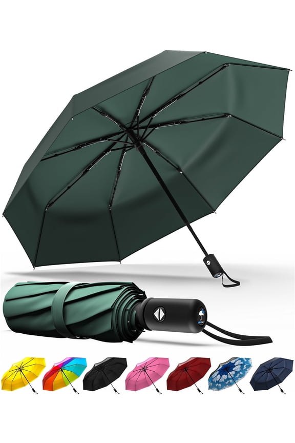 Compact Travel Umbrella  Windproof Folding Umbrella, Auto Open & Close, 8-Rib Frame