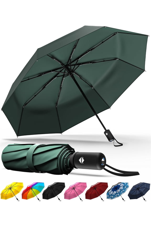 Compact Travel Umbrella  Windproof Folding Umbrella, Auto Open & Close, 8-Rib Frame