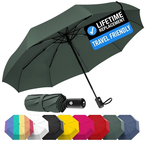 Rain-Mate Folding Travel Umbrella, Auto Open Close Windproof Umbrella for Rain and Sun