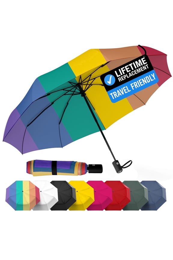 Folding Travel Umbrella, Auto Open Close Windproof Umbrella for Rain and Sun
