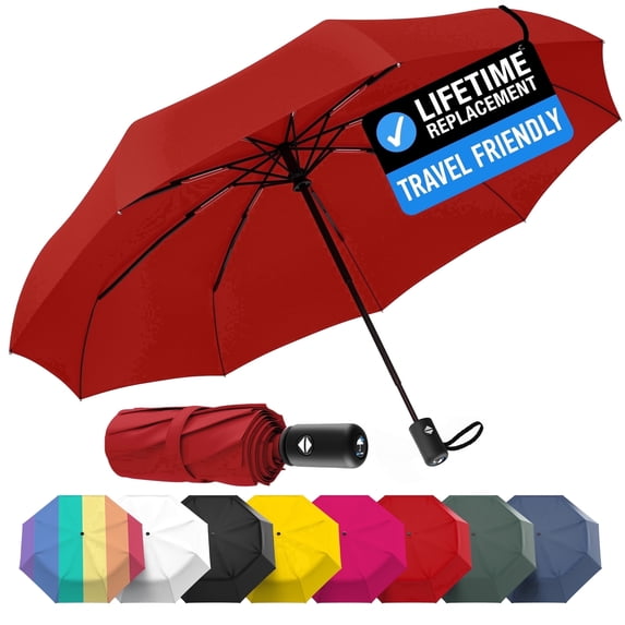 Rain-Mate Folding Travel Umbrella, Auto Open Close Windproof Umbrella for Rain and Sun