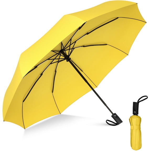 Rain-Mate Compact Travel Umbrella – Windproof Folding Umbrella, Auto Open & Close, 8-Rib Frame