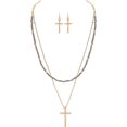 thumbnail image 1 of Rain Necklace & Earrings Set, Bead Layered Cross - Gold (N2488G), 1 of 1