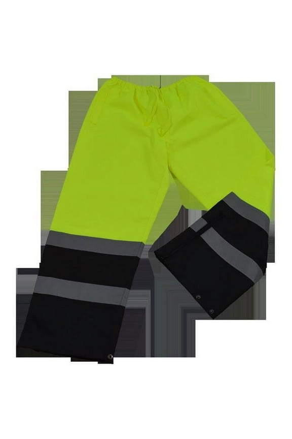Rain Pants ANSI-ISEA 107-2004 Class E Waterproof Drawstring, Lime & Black - Large
