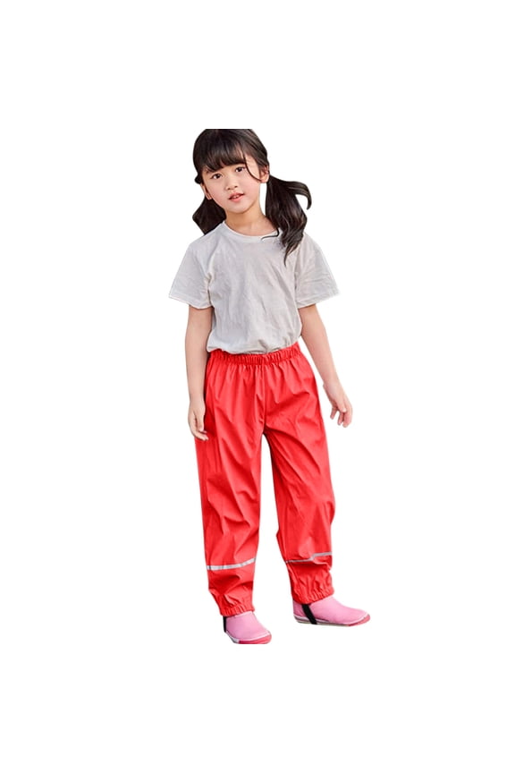 Rain Pants For Girls Boys Kids Outdoor Play Rainy Day Gear Durable Windproof Trousers With Elastic Waist For Toddler Children