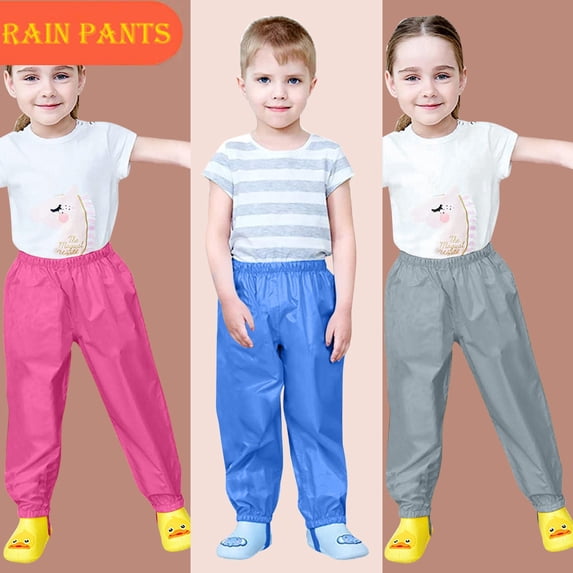 Rain Pants Kids Boys Girls Waterproof Suspender Rain Pants Outdoor Rain Bib