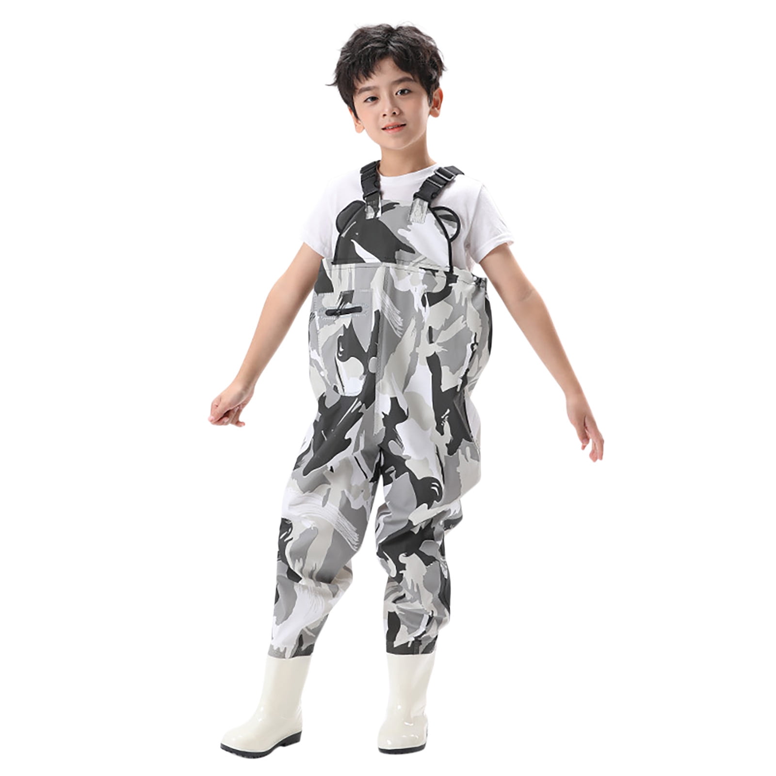 Rain Pants for Kids Fishing Waders with Boots Dirty Proof Waterproof