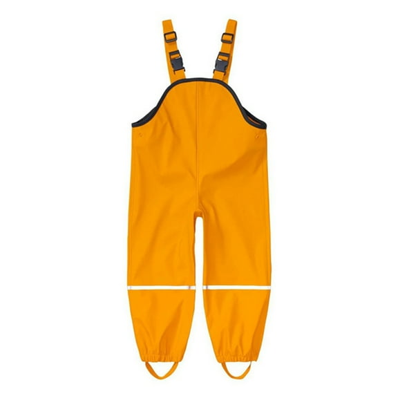 Rain Pants Kids Toddler Kids Solid Waterproof Bib Pants Proof Windbreak Rain Pants with Reflective Tape Yellow 4 Years-5 Years