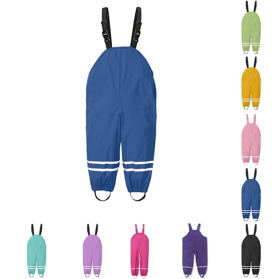 Rain Pants Kids Waterproof Kids Pants Overalls with Adjustable Straps Lightweight Rainwear Outdoor Pants Size 1-8 Years