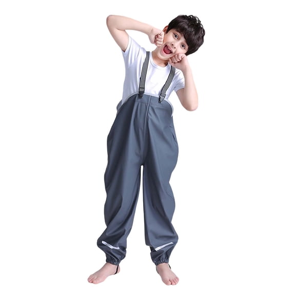 Rain Pants, Waterproof Toddler Bib Overalls, Bo_ys G_irls Ch_ildren Muddy Buddy Trousers, Adjustable Shoulder Straps Rainwear with Cart_oon Prints for Outdoor Play