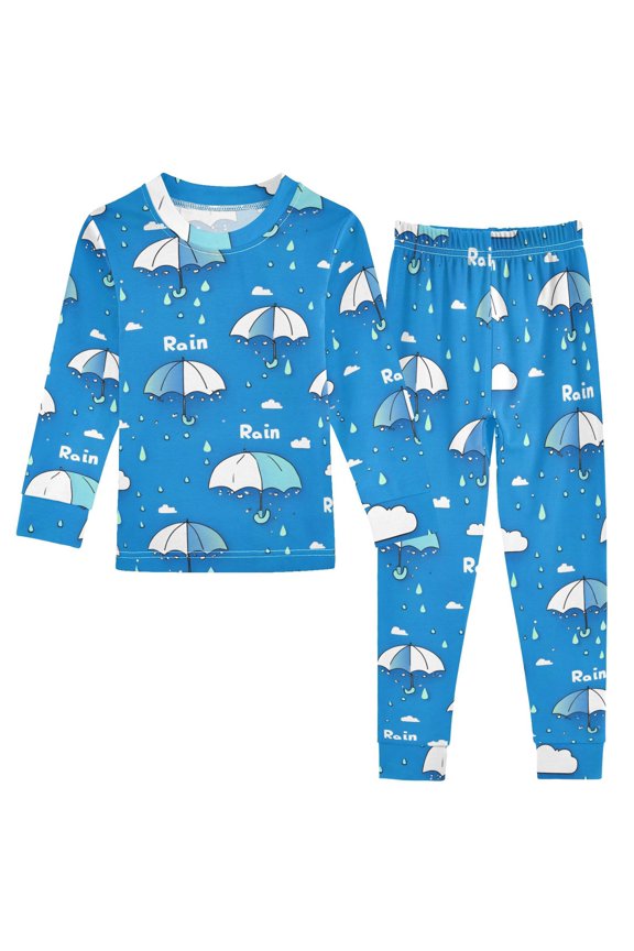 Rain Pattern Cotton Pajamas 2 Piece Set Sleepwear Soft and Comfortable Homewear Nightwear