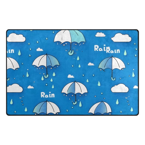 Rain Pattern Memory Foam Area Rug 60"x39" Non Slip, Absorbent, Fade Proof for Living Room, Bedroom, Office