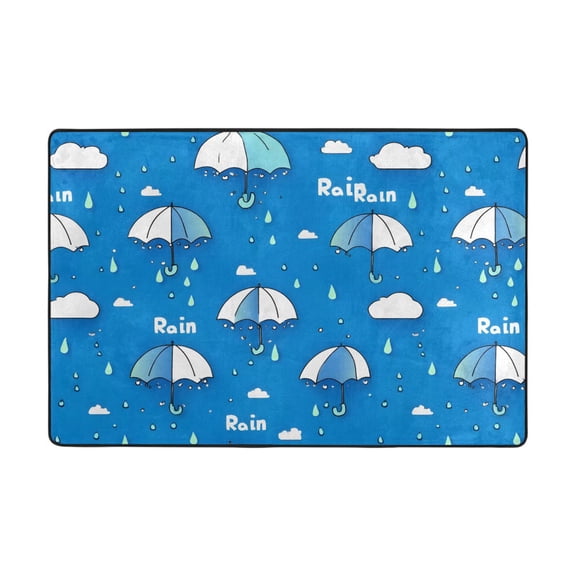 Rain Pattern Rug 36x24in Memory Foam Absorbent Non Slip Plush for Bathroom Kitchen Entryway