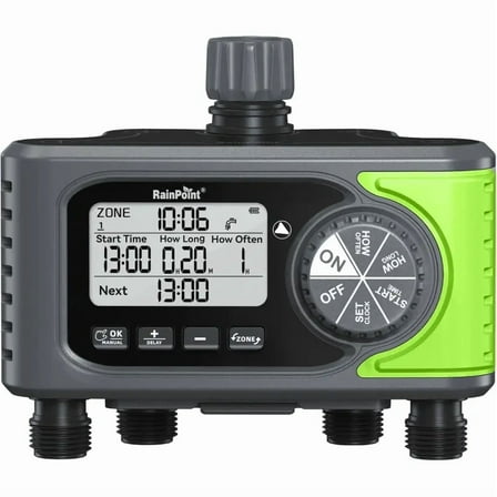 RainPoint 4-Zone Water Timer for Outdoor Garden Yard Lawn, Programmable Sprinkler Timer with Automatic/Manual/Rain Delay/Watering Mode, Watering Controller, ITV405